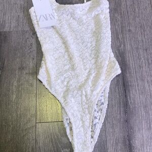 ZARA White Lace Bodysuit